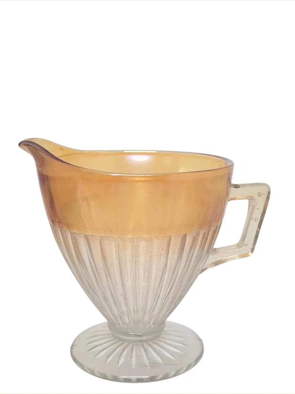 Rare Vintage 1930s Marigold Rim & Clear  Carnival Glass Creamer